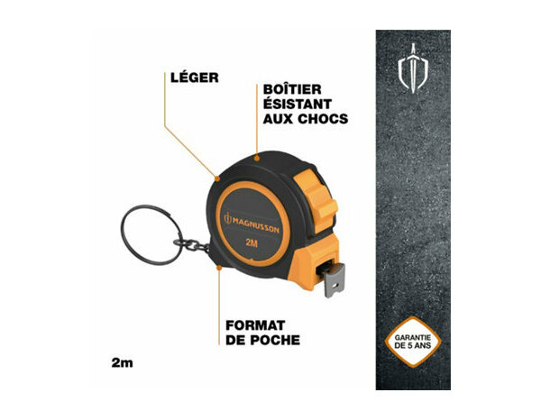 Mètre ruban 2m porte clefs et déploiement sans pliure - MAGNUSSON - Brico Dépôt