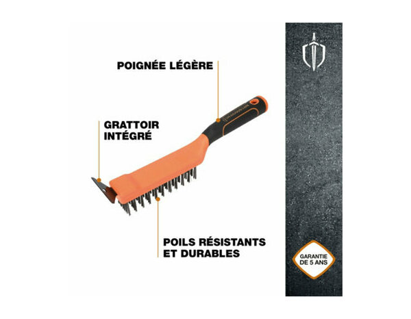 Brosse metallique + racloir - 29 cm - MAGNUSSON - Brico Dépôt