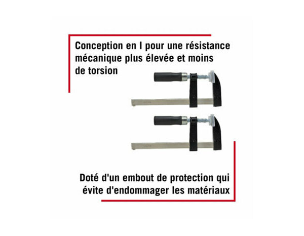 Lot 2 Serre-joints a visser 150x50mm - Forge steel - Brico Dépôt