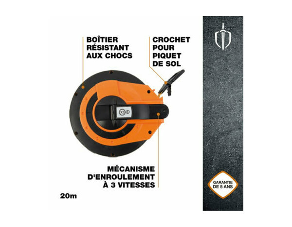 Mètre ruban 20m, boîtier bi-matière résistant aux chocs - MAGNUSSON - Brico Dépôt