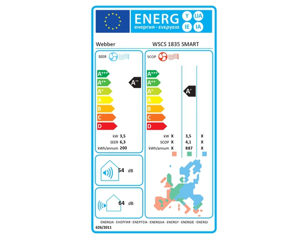 PAC climatiseur monosplit Webber WSCS 1835 SMART blanc WiFi Inverter avec mise en service - Brico Dépôt