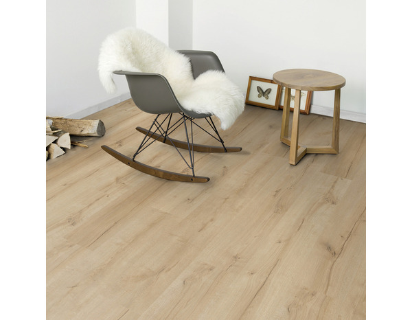 Sol stratifié à clipser AC4 couleur chêne naturel "WATERFORD" - 1383 x 193  x Ep. 7 mm - Brico Dépôt