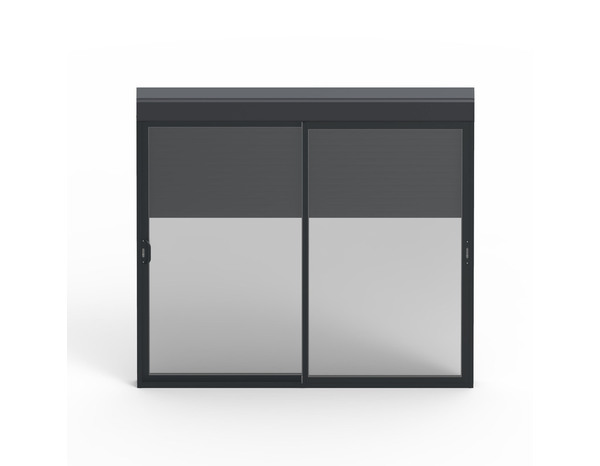 Baie aluminium gris apport de lumiète H.225 X L. 240 CM + volet roulant intégré - Brico Dépôt