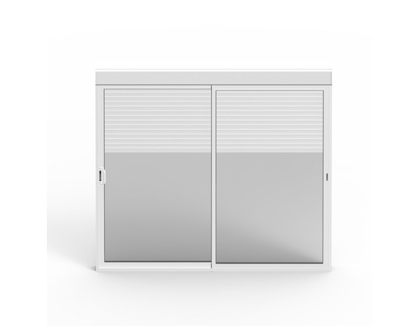 Baie aluminium blanc apport de lumiète H.225 X L. 240 CM + volet roulant intégré - Brico Dépôt