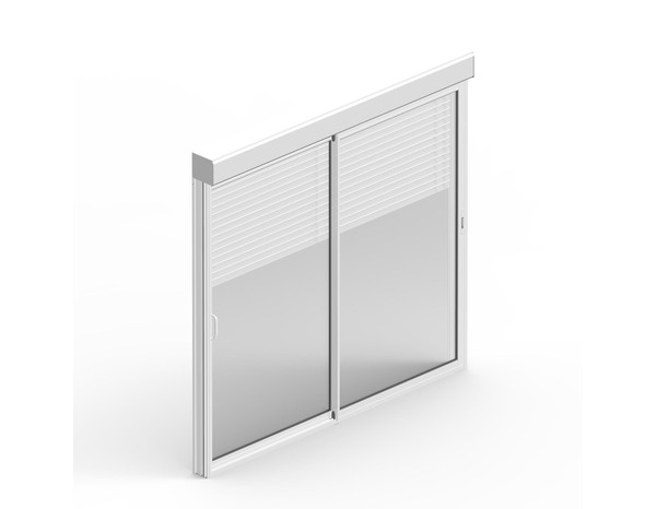 Baie aluminium blanc apport de lumiète H.225 X L. 240 CM + volet roulant intégré - Brico Dépôt