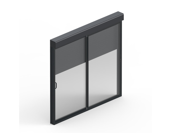 Baie aluminium gris apport de lumiète H.225 X L. 240 CM + volet roulant intégré - Brico Dépôt