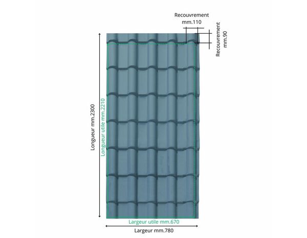 Plaque de couverture en PVC Francia couleur Bleu Ardoise, 2300×780 mm - First - Brico Dépôt