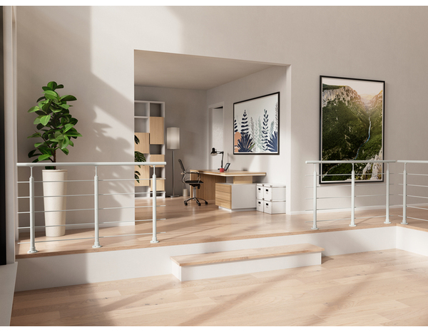 Kit garde-corps 2 mètres aluminium gris clair finition mat - Brico Dépôt