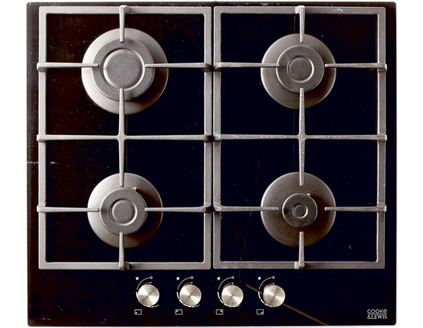 Plaque de cuisson gaz verre noir - Cooke and Lewis - Brico Dépôt