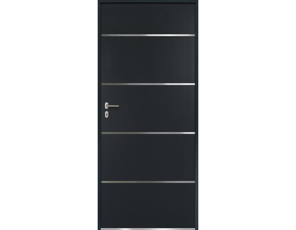 Porte d’entrée "ATENA" gris 215 cm x 90 cm ouvrant gauche, métal, serrure 3 points - Brico Dépôt