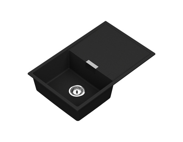 Kit évier encastré 78x50 cm quartz résine mat noir métallisé avec robinet - Brico Dépôt