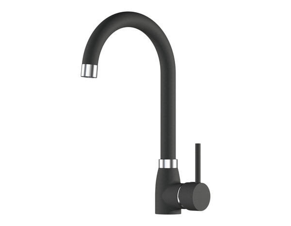 Kit évier encastré 78x50 cm quartz résine mat noir métallisé avec robinet - Brico Dépôt