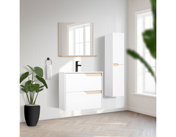Ensemble meuble + vasque + miroir TOLIMA blanc – l. 60 X P. 45cm - Brico Dépôt
