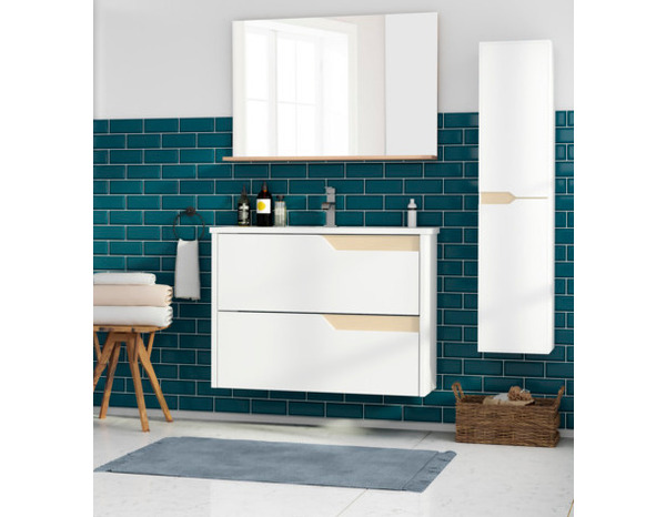Ensemble meuble + vasque + miroir TOLIMA blanc – l. 60 X P. 45cm - Brico Dépôt