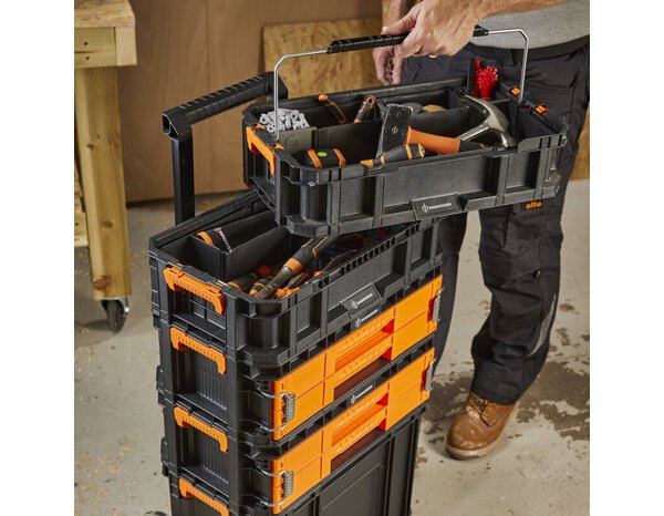 Caisse à outils  "Caddy" plastique noir 30x54,2x13,8 cm avec 3 séparateurs réglables - MAGNUSSON - Brico Dépôt