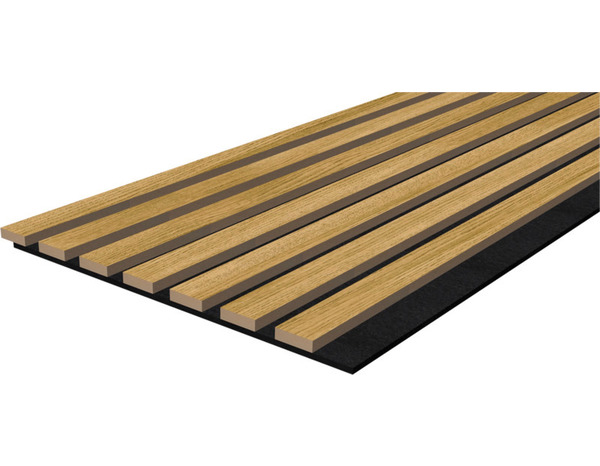 2 panneaux tasseaux acoustiques en MDF couleur chêne 2500X292X11 mm - Brico Dépôt