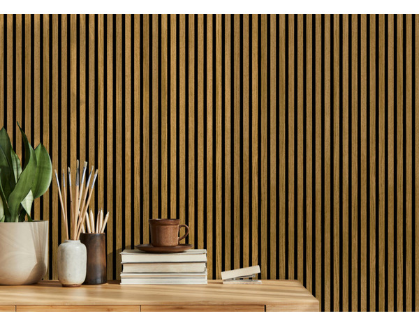 2 panneaux tasseaux acoustiques en MDF couleur chêne 2500X292X11 mm - Brico Dépôt