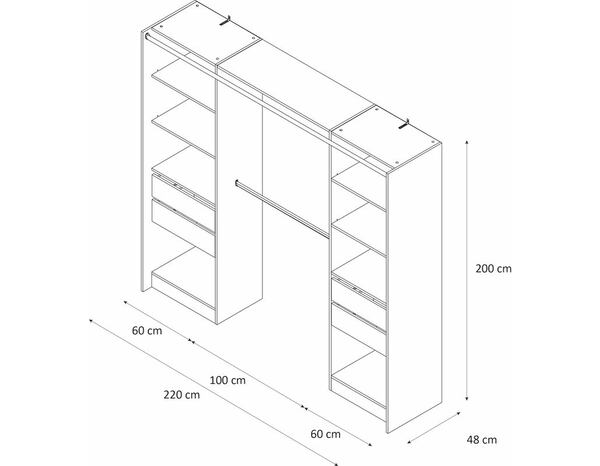 Kit Dressing imitation chêne clair "Cinta" - H. 200 x L. 220 x P. 48 cm - Brico Dépôt