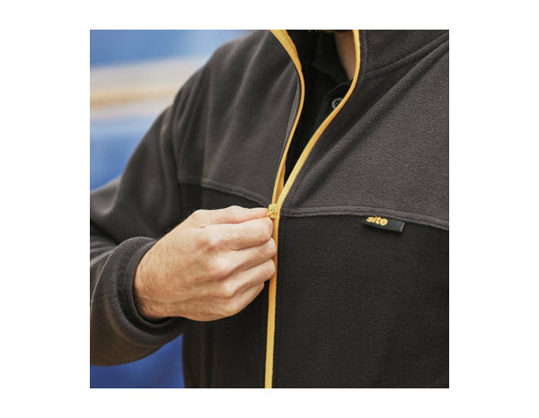 Veste polaire CAZE noire/grise en polyester, col cheminée, 2 poches zippées, taille L - Brico Dépôt