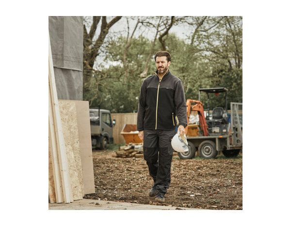 Veste polaire CAZE noire/grise en polyester, col cheminée, 2 poches zippées, taille S - Brico Dépôt