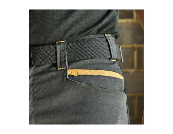 Pantalon de travail slim ALLMAN gris et noir, tissu extensible, 6 poches, poches genouillères, taille 42 - Brico Dépôt