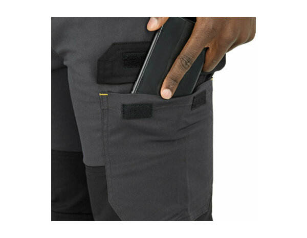 Pantalon de travail slim ALLMAN gris et noir, tissu extensible, 6 poches, poches genouillères, taille 46 - Brico Dépôt