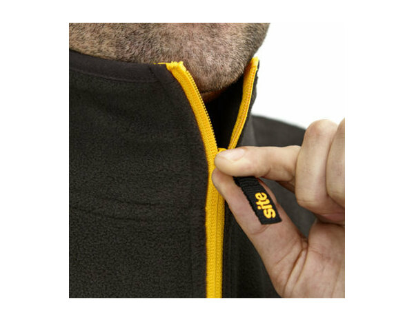 Veste polaire CAZE noire/grise en polyester, col cheminée, 2 poches zippées, taille L - Brico Dépôt