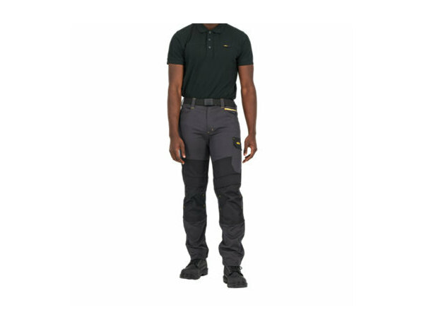 Pantalon de travail slim ALLMAN gris et noir, tissu extensible, 6 poches, poches genouillères, taille 42 - Brico Dépôt