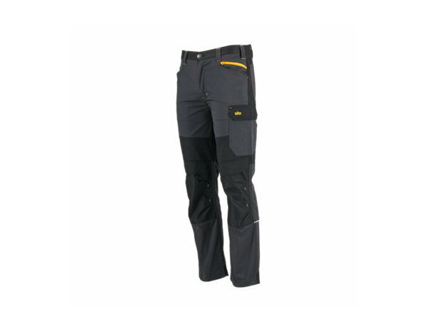 Pantalon de travail slim ALLMAN gris et noir, tissu extensible, 6 poches, poches genouillères, taille 38 - Site - Brico Dépôt