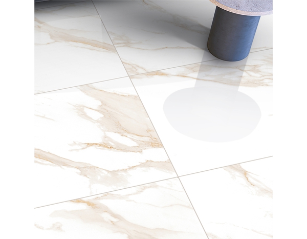 Carrelage grès cérame poli effet marbre 60x120 SARDOJ blanc/or - Cooke and Lewis - Brico Dépôt