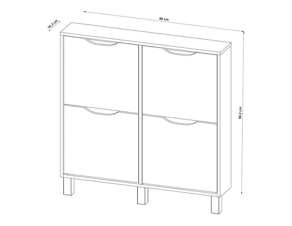 Meuble à chaussures blanc, 4 compartiments ABADI - H 90,2 x L 89 x P 16,3 cm - Brico Dépôt