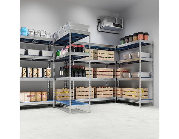 Étagère aluminium/résine 4 tablettes, charge : 700 kg - H. 180 x L. 110 x P. 50 cm  - Brico Dépôt