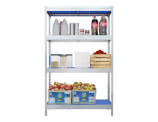 Étagère aluminium/résine 4 tablettes, charge : 700 kg - H. 180 x L. 110 x P. 50 cm  - Brico Dépôt