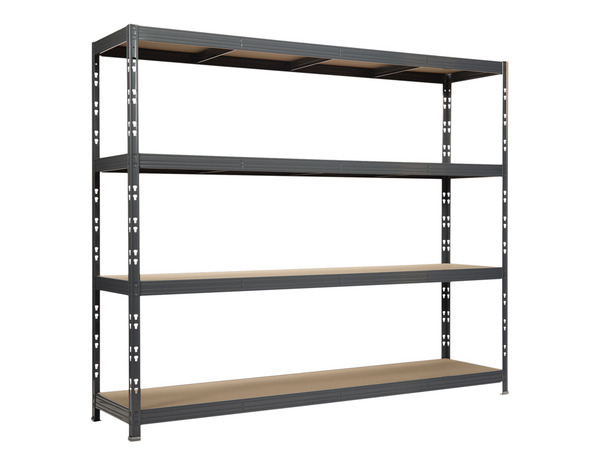 Étagère bois/métal gris charge lourde 4 tablettes - H. 185 x L. 220 x P. 60 cm - Brico Dépôt