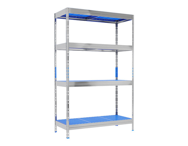 Étagère aluminium/résine 4 tablettes, charge : 700 kg - H. 180 x L. 110 x P. 50 cm  - Brico Dépôt