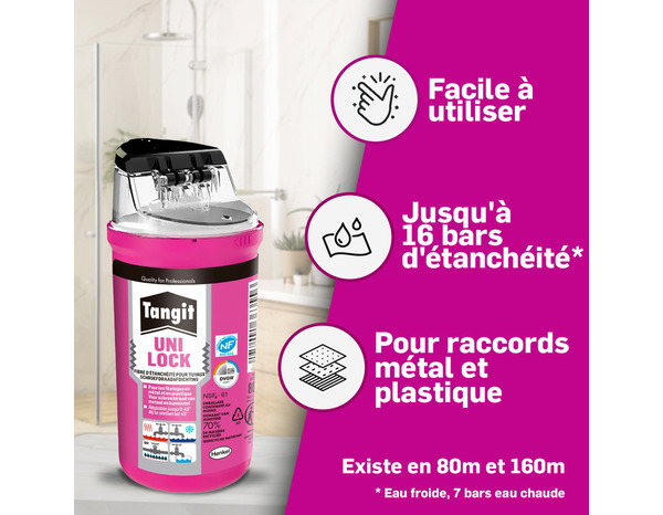 Bobine étanchéité eau et gaz silicone TANGIT UNI-LOCK blanc, 80 m - Brico Dépôt