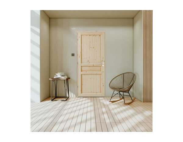 Bloc porte intérieur 3 panneaux effet pin 73 cm poussant droit ORDESA - GEOM - Brico Dépôt