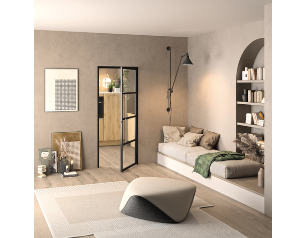 Bloc porte intérieure loft noir 83 cm gauche OPTIMUM - Brico Dépôt