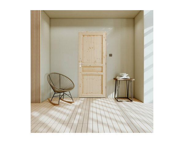 Bloc porte intérieur 3 panneaux effet pin 83 cm poussant gauche ORDESA - Brico Dépôt