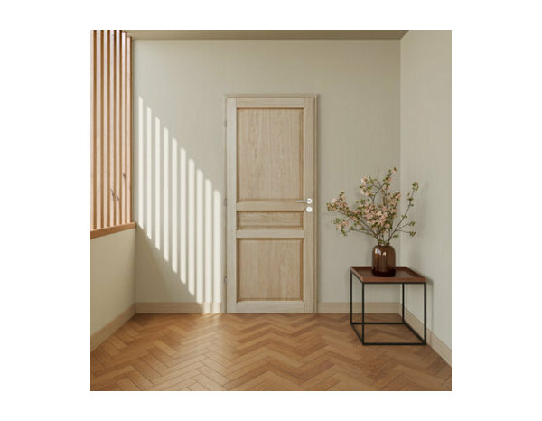 Bloc porte intérieur 3 panneaux effet chêne naturel 73 cm poussant droit ORDESA - Brico Dépôt