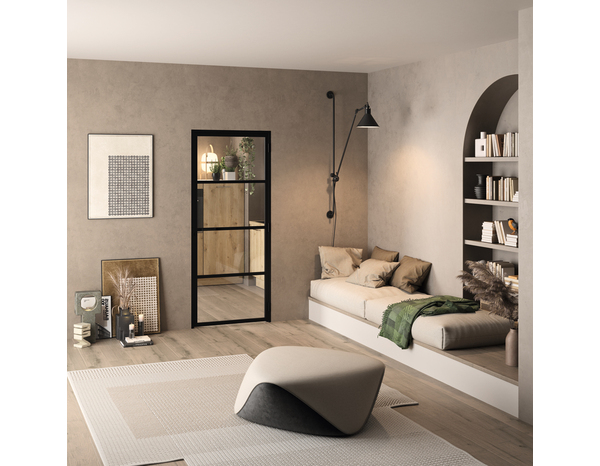 Bloc porte intérieure loft noir 83 cm gauche OPTIMUM - Brico Dépôt