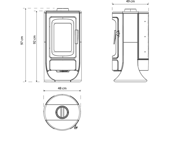 Poêle à bois fonte ROYCE 9,2 kW pour 80 m² avec rangement bûches intégré - Brico Dépôt
