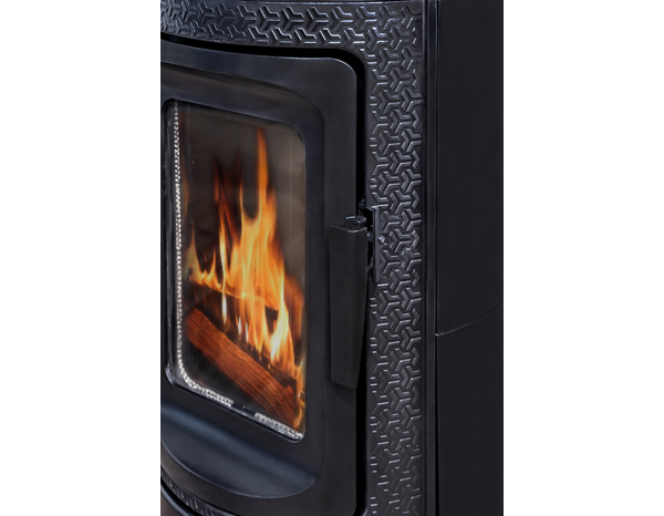 Poêle à bois fonte ROYCE 9,2 kW pour 80 m² avec rangement bûches intégré - Brico Dépôt