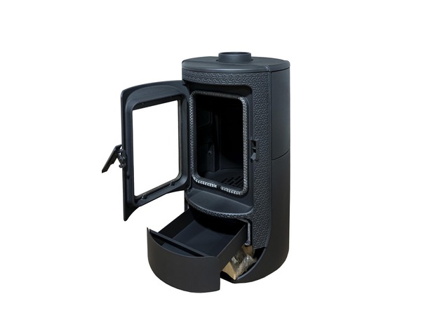 Poêle à bois fonte ROYCE 9,2 kW pour 80 m² avec rangement bûches intégré - Brico Dépôt