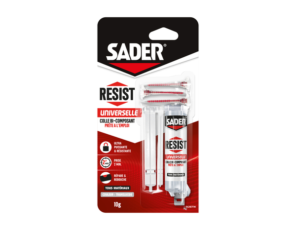 Colle bi-composant Sader Resist universelle, réparation multi-matériaux 10 g - Sader - Brico Dépôt
