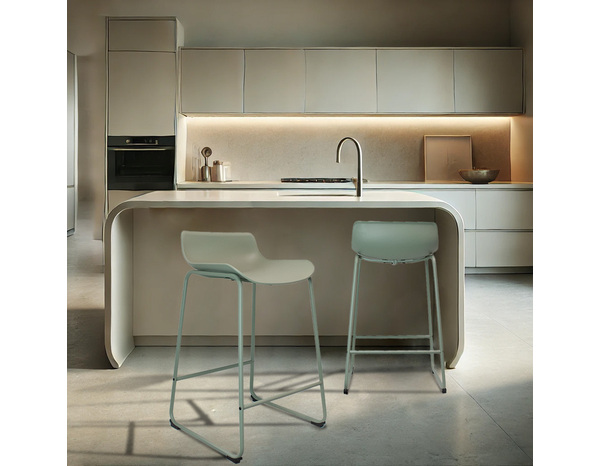 Tabouret de bar KUMO vert assise polypropylène structure acier 48x51x84 cm - Brico Dépôt