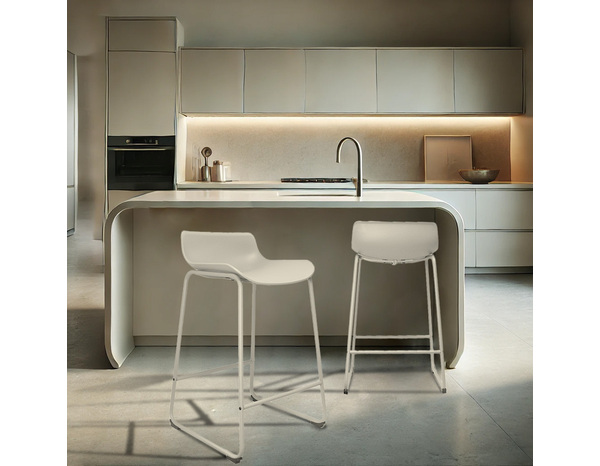 Tabouret de bar KUMO blanc assise polypropylène structure acier 48x51x84 cm - Brico Dépôt