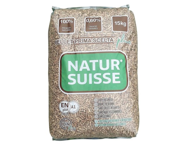 Granulés de bois DIN/EN Plus - Sac de 15 kg, taux d'humidité : ≤ 10% - Brico Dépôt