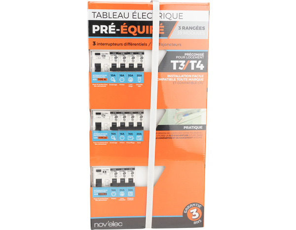 Tableau pré-équipé T3 3R 39 modules blanc - Novelec - Brico Dépôt