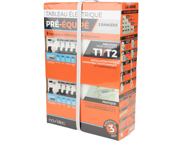 Tableau pré-équipé T1T2 2R  26 modules blanc - Novelec - Brico Dépôt